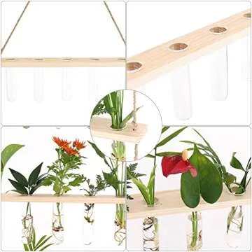 ONEPENG Propagation Stations,3 Tiered of Propagation Tubes with Wooden Stand,Mini Glass Test Tubes Vase,Gardening Gift for Women Plant Lover,Plant Terrarium for Hydroponic Home Office Décor