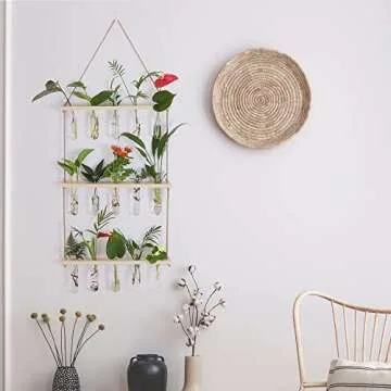 ONEPENG Propagation Stations,3 Tiered of Propagation Tubes with Wooden Stand,Mini Glass Test Tubes Vase,Gardening Gift for Women Plant Lover,Plant Terrarium for Hydroponic Home Office Décor