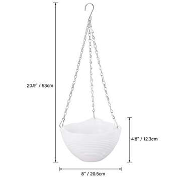 Foraineam 8 Pack White Hanging Planters Self-Watering Indoor Outdoor Garden Flower Plant Pot Contain...