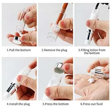 longway 6Pcs 10 ml Silver Airless Pump Bottles Travel Lotion Vaccum Bottles Empty Small Travel Size Bottles for Serum Foundation