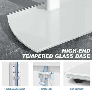 Rfiver TV Floor Stand with Swivel Mount, Universal for 32-65 Inch LCD LED Flat Screens, White Height Adjustable Space Saving Corner TV Stand for Home Office with Wire Management, VESA 400x400 mm