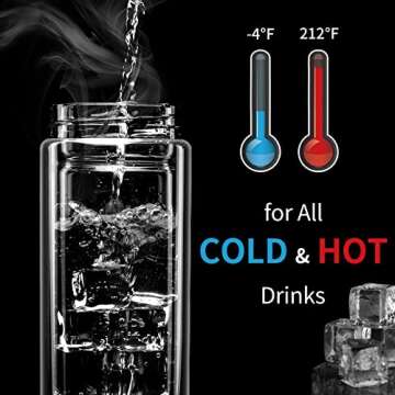 PARACITY Glass Tea Infuser Bottle Tea Flood Cup 12oz/350ml, Double Wall Borosilicate Portable Travel...