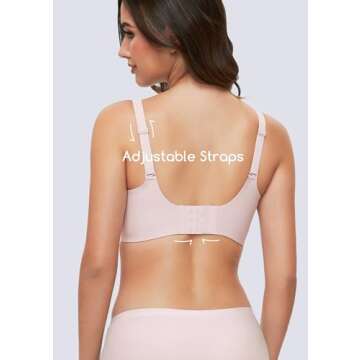 Quttlzze Womens Bras No Underwire Seamless Wireless Sleeping Bras Scalloped Deep V Bralettes Comfortable Everyday Bras-PK,L Light Pink