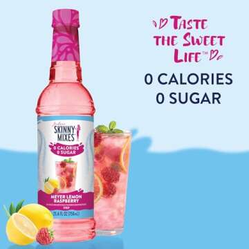 Jordan's Skinny Mixes Sugar Free Syrup, Meyers Lemon Raspberry Flavor, Fruit Flavored Water Enhancer...