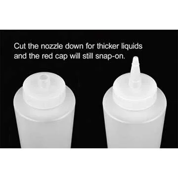 Pinnacle Mercantile 6 Pack Condiment Squeeze Bottles 8-Ounce Red Cap Soft Squeeze for Icing, Ketchup, Frosting, Cookie Decorating, Sauces