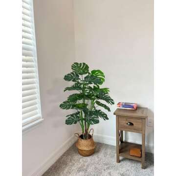 Aveyas 54'' Tall Large Artificial Monstera Deliciosa Plants, 4.5 Feet Faux Swiss Cheese Floor Plants Fake Tropical Silk Tree with Pot for Indoor Outdoor Office House Living Room Home Decor