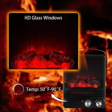 Electric Fireplace Heater for Indoor Use, 1500W High Heat Space Heater, 15" Heater Fireplace with Realistic Flame, Safety Protection, 4 Flame Brightness Portable Fireplace Heater for Christmas Decor