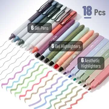 Mr. Pen - Aesthetic Highlighters and Gel Pens, 18 Pack for Creative Writing