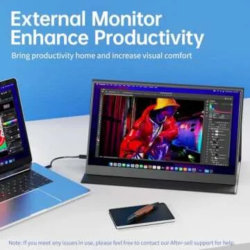 VisionOwl Portable Monitor-15.6 Inch Travel Screen FHD 1080P FreeSync Frameless USB-C Computer Displ...