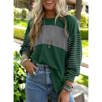 Dokotoo Womens Blouses Long Sleeve Crewneck Tops Spring 2025 Spring Tops for Women Trendy Business C...