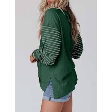 Dokotoo Womens Blouses Long Sleeve Crewneck Tops Spring 2025 Spring Tops for Women Trendy Business Casual Womens Clothes Fashion Tshirts Shirts for Women Ladies Blouses Blackish Green