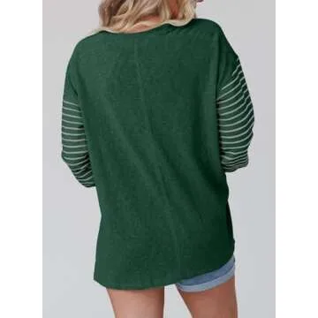 Dokotoo Womens Blouses Long Sleeve Crewneck Tops Spring 2025 Spring Tops for Women Trendy Business Casual Womens Clothes Fashion Tshirts Shirts for Women Ladies Blouses Blackish Green