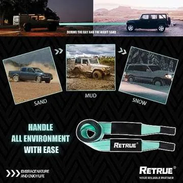 RETRUE Tow Strap with Triple Reinforced Loops 4in x 20ft 28,660lbs Break Strength Off Road Recovery Strap Emergency Heavy Duty Towing Rope for SUV, UTV, ATV, Truck