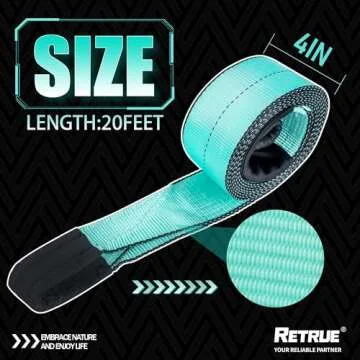 RETRUE Tow Strap with Triple Reinforced Loops 4in x 20ft 28,660lbs Break Strength Off Road Recovery Strap Emergency Heavy Duty Towing Rope for SUV, UTV, ATV, Truck