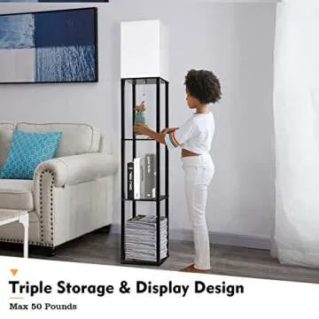 RUNTOP 3-Shelf Floor Lamp - Modern Display Light for Home