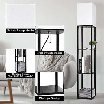 RUNTOP 3-Shelf Floor Lamp - Modern Display Light for Home