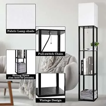 RUNTOP 3-Shelf Floor Lamp - Modern Display Light for Home