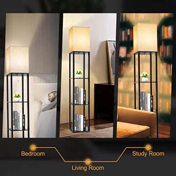 RUNTOP 3-Shelf Floor Lamp - Modern Display Light for Home