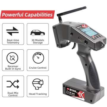 Radiolink RC6GS V3 7 Channels RC Transmitter and Waterproof Gyro Receiver R7FG, 30 Models Storage 2....