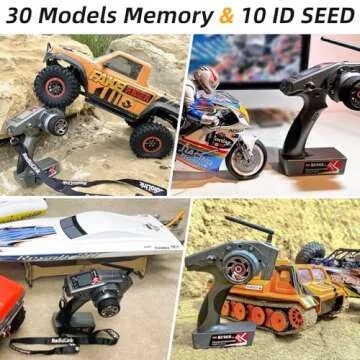 Radiolink RC6GS V3 7 Channels RC Transmitter and Waterproof Gyro Receiver R7FG, 30 Models Storage 2.4Ghz Voltage Telemetry Surface Remote Radio Controller for RC Crawler, Drifting, Car and Boat