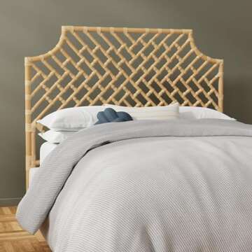Kouboo Rattan Chippendale Headboard, Handmade, Bedroom Furniture, Bed Frames, Bed Backboard, Upholstered Bed Frame, Bohemian Decor, Twin Size, Natural
