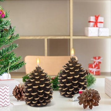 Wondise Flameless Pine Cone Candles for Cozy Decoration