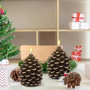 Wondise Flameless Pine Cone Candles for Cozy Decoration