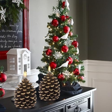 Wondise Flameless Pine Cone Candles for Cozy Decoration