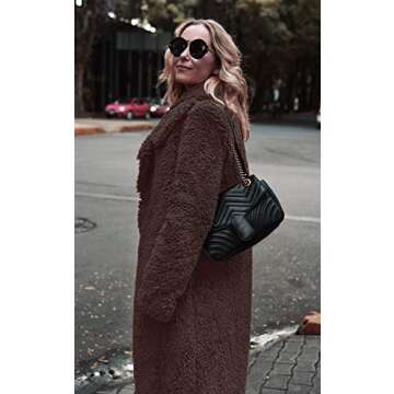 Angashion Women's Fuzzy Fleece Long Cardigan Coat