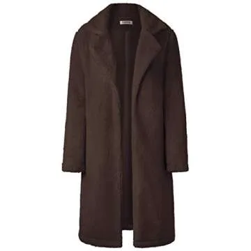 Angashion Women's Fuzzy Fleece Long Cardigan Coat