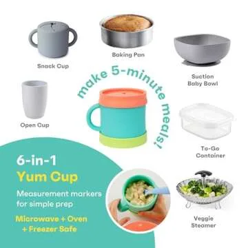 morepeas The Everything Snack Cup | Steam Veggies & More | Reversible Lid & Suction Base, Snack Catcher, Dishwasher, Microwave, Freezer Safe, BPA Free