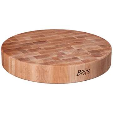 John Boos Block CCB Series Round Reversible Wood Chopping Board, 3-Inch Thickness, 18" x 18" x 3", Maple