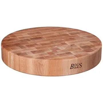 John Boos Block CCB Series Round Reversible Wood Chopping Board, 3-Inch Thickness, 18" x 18" x 3", Maple