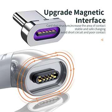 HIEbee Magnetic USB C Adapter,Right Angle Magnetic USB C to USB Type C Connector with PD 120W Fast Charge&480Mbps Data Transfer Compatible with MacBook Pro/Air and More Type C Smartphone,Laptop