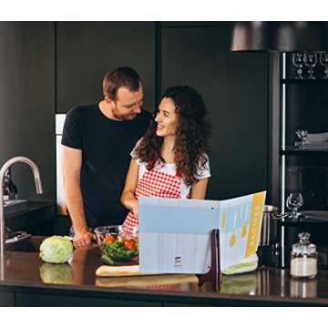 ENOLVO Recipe Binder 8.5X11 3 Ring - Full Page Recipe Book Binder Kit, Make Your Own Cookbook Binder Recipe Organizer – Plastic Page Protectors, Cards, and Dividers for 80 Recipes – Gift Box