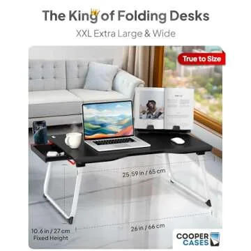 Cooper Mega Table Plus [Premium XXL Extra Large] Laptop Lap Desk & Book Stand | Multifunctional Foldable Lap Desk, Laptop Desk for Bed, Portable Desk, Laptop Pad, Lapdesk Laptop Lap Tray