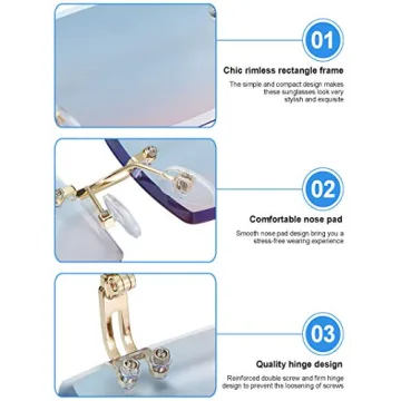 Trendy Weewooday Rimless Tinted Sunglasses for All - 3 Pack