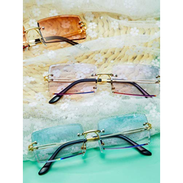 Trendy Weewooday Rimless Tinted Sunglasses for All - 3 Pack