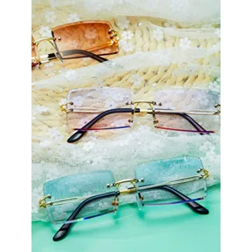 Trendy Weewooday Rimless Tinted Sunglasses for All - 3 Pack