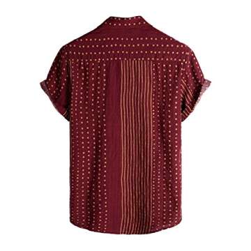 VATPAVE Mens Casual Short Sleeve Button Down Shirts Regular Fit Hawaiian Summer Shirts 3X-Large Wine...