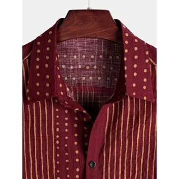 VATPAVE Mens Casual Short Sleeve Button Down Shirts Regular Fit Hawaiian Summer Shirts 3X-Large WineRed