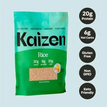 Kaizen Low Carb Keto Rice - Gluten-Free, High Protein (20g), Keto Friendly, Plant Based, Made with H...