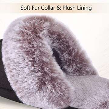 Cozyfurry Womens Slipper Fuzzy Fluffy House Slippers Faux Fur Cozy Warm Soft Indoor Shoes Memory Foam Anti-skid Rubber Sole Black 9-10