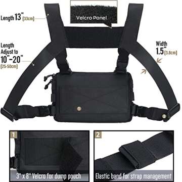 WYNEX Tactical Chest Rig Pack for Men, Running Chest Bag with Front Loop Airsoft Recon Chest Rigs for Hunting Outdoor EDC Combat Patch Included