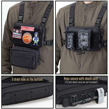 WYNEX Tactical Chest Rig Pack for Men, Running Chest Bag with Front Loop Airsoft Recon Chest Rigs for Hunting Outdoor EDC Combat Patch Included