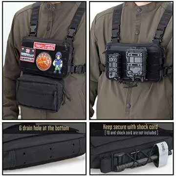 WYNEX Tactical Chest Rig Pack for Men, Running Chest Bag with Front Loop Airsoft Recon Chest Rigs for Hunting Outdoor EDC Combat Patch Included