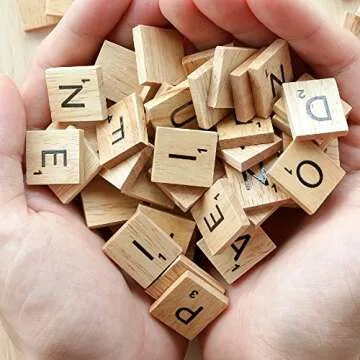 QMET 200PCS Scrabble Letters for Crafts - Wood Scrabble Tiles-DIY Wood Gift Decoration - Making Alphabet Coasters and Scrabble Crossword Game