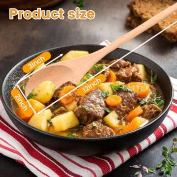 HANSGO Long Handle Wooden Cooking Mixing Oval Spoons, 6PCS 12 Inch Long Wooden Spoons Wooden Tasting...