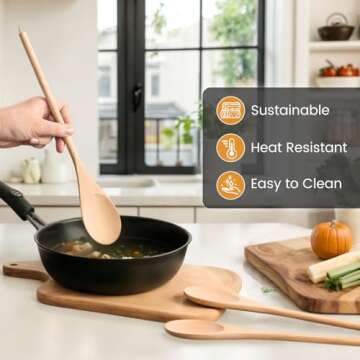 HANSGO Wooden Cooking Mixing Spoons Set of 6