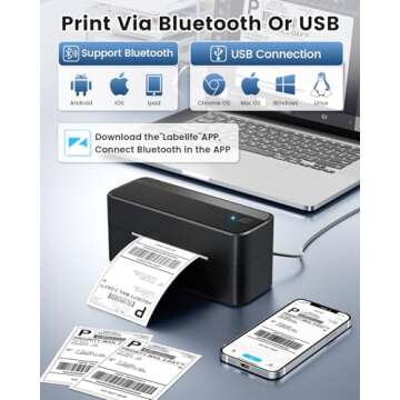 Phomemo Shipping Label Printer, 241BT 4X6 Wireless Thermal Label Printer for Small Business, Labels ...